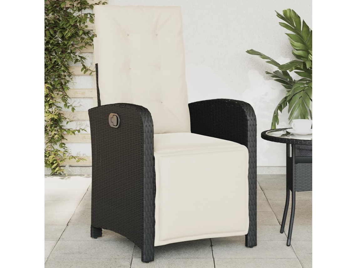 Silla de jardín reclinable con reposapiés DKD Home Decor en mimbre negro
