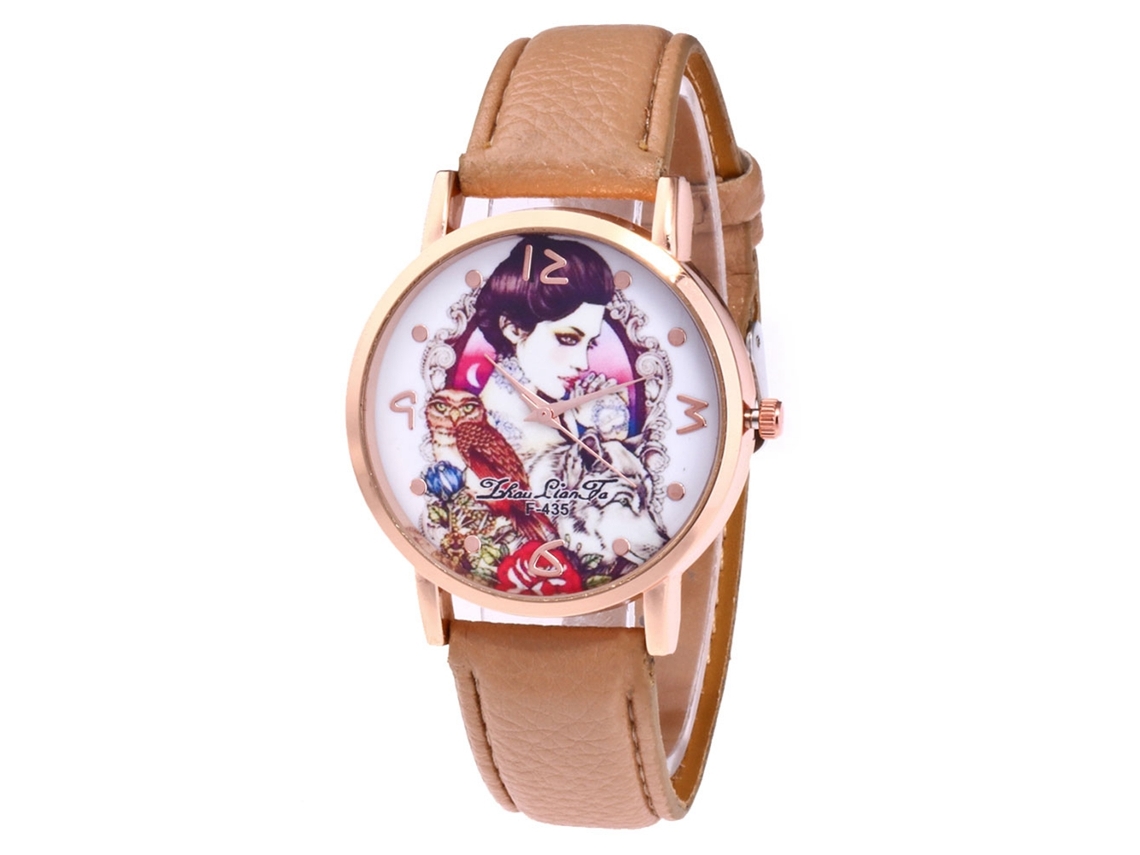 Reloj De Pulsera Unisex De Cuarzo Con Correa De Piel Sintética, Estilo Sencillo Beige.
