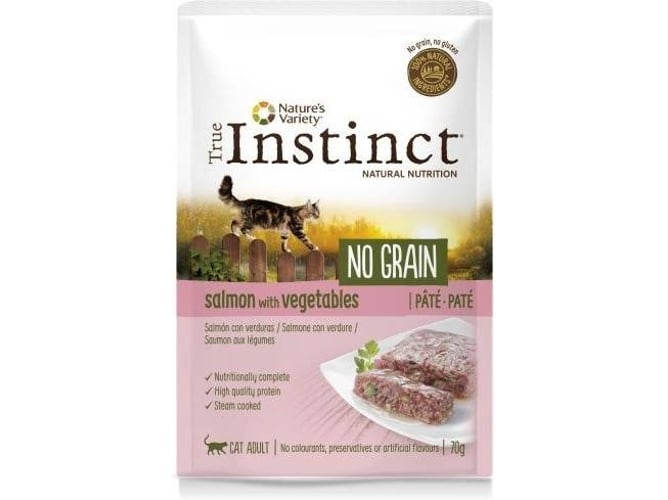Pienso para Gatos INSTINCT Sin Cereales (70g - Húmedo - Sabor: Salmón y Verduras)