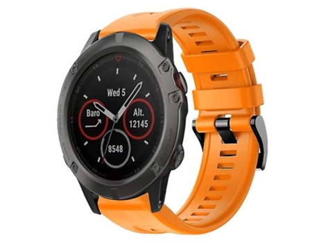 Correa para Garmin Fenix 5x Zafiro Hebilla de metal Correa de reloj de silicona de color sólido Naranja VENISYMLIS