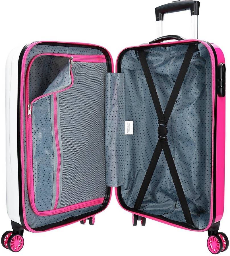 Roll Road Music maleta de cabina rosa 37x55x20 cms abs cierre combinación 34l 26kgs 4 ruedas dobles equipaje 34