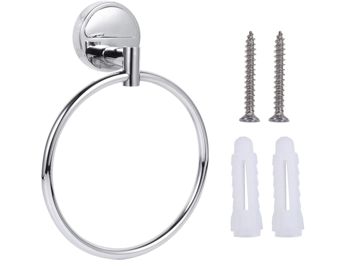 Toallero de pared de acero inoxidable con práctico aro toallero, ideal para optimizar el espacio del baño y Slowmoose.