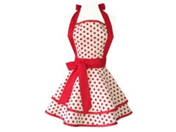 2026da-delantal De Algodón Artesanal Retro Para Mujeres Niñas Cocina Tarta Rojo Punto Ajustable Lavable A Máquina