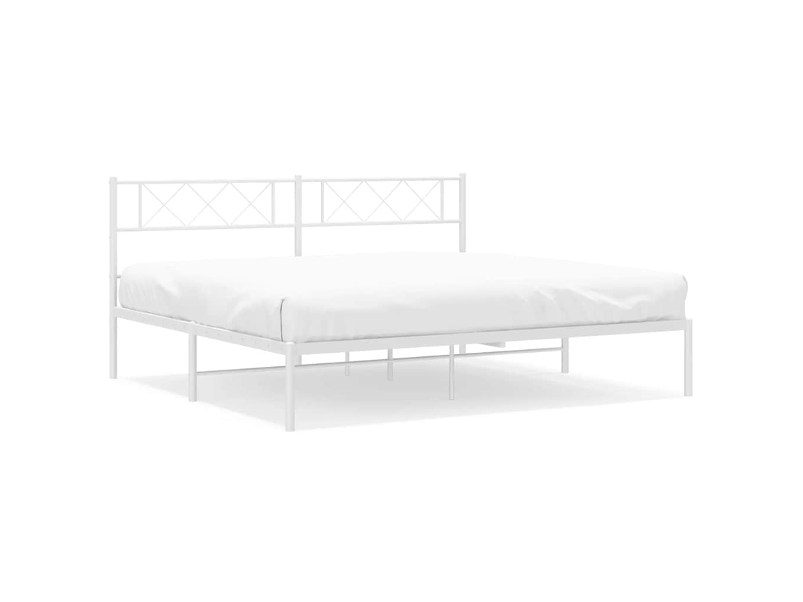 Maison Exclusive - Estructura Cama Sin Colchón Con Cabecero Metal Blanco 193x203cm
