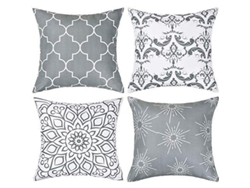 Rebe-funda De Almohada Decorativa Moderna Geométrica Gris Y Blanco 45x45cm Para Sofá Cama Coche