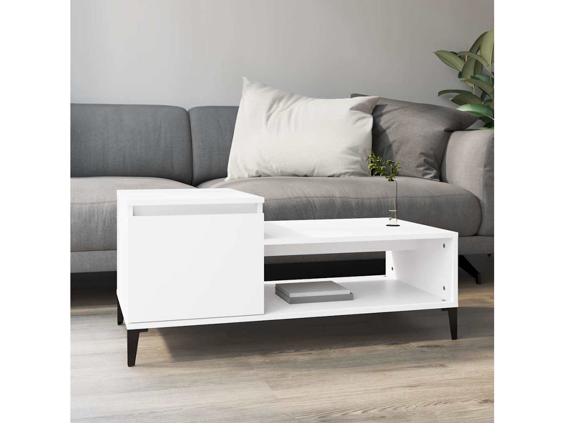 Mesa de centro de 100x50x45 cm, fabricada en madera sintética blanca, HARLANV1