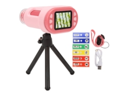 Microscopio Telescopio Para Niños 1080p Doble Lente Portátil Con Pantalla Ips 2.0 Pulgadas Rosa