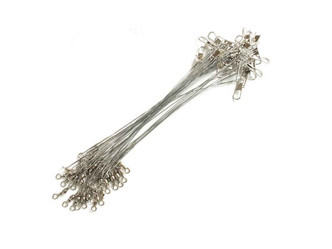 2026rebe-60 Piezas Líderes De Pesca De Acero Anti Mordedura 15-25cm Con Giratorios Y Clips Para Agua Salada Y Dulce