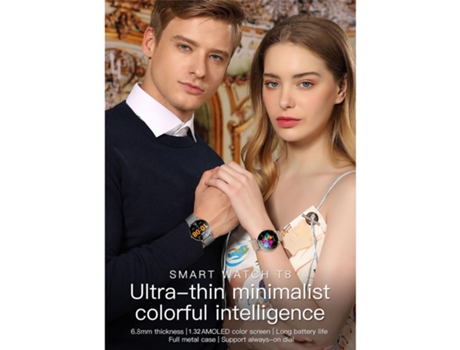 Smartwatch Chronus T8 para mujeres y hombres, pantalla Amoled de 1,32 pulgadas, apariencia minimalista ultra-delgada de 6,8 mm (Dorado) BISBISOUS