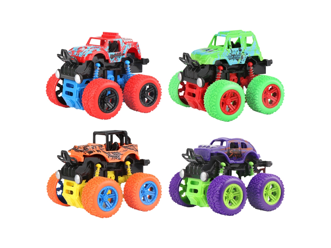 Monster Trucks 4 Pack Push And Go Carros Movi A Fricção Veículos Brinque Carro Acrobático Com Rotação De 360 