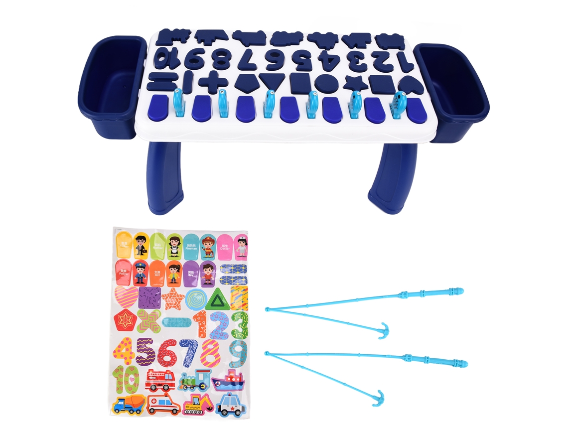 Brinquedo educativo de números e letras para pré-escola com quebra-cabeça e pesca magnética.