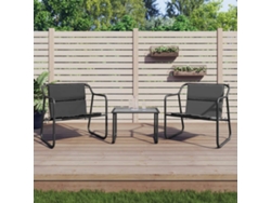 Conjunto de jardín de 3 piezas con cojines en acero antracita, Dkd Home Decor