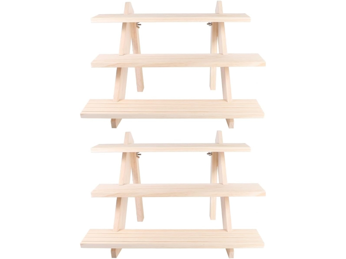 2 Soportes De Madera Multicapa Para Exhibir Joyas, Pendientes Y Collares. Soporte De Madera Maciza.
