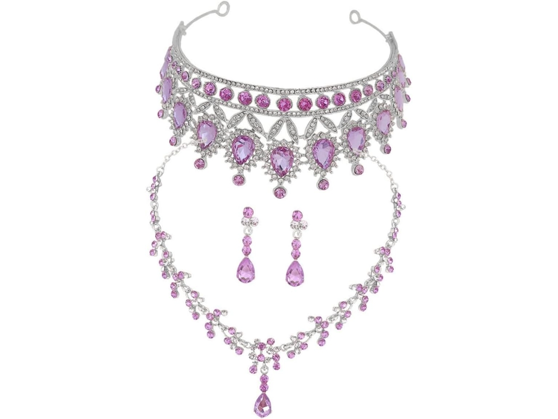 1 Conjunto De Tiara De Boda Con Collar Y Pendientes Elegantes Para La Novia