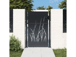 Puerta De Jardín Acero Gris Antracita Diseño Hierba 105x155 Cm