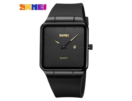 Relojes cuadrados para hombres Reloj de pulsera de cuarzo analógico de moda informal resistente al agua-Concha negra y superficie negra VEANXIN