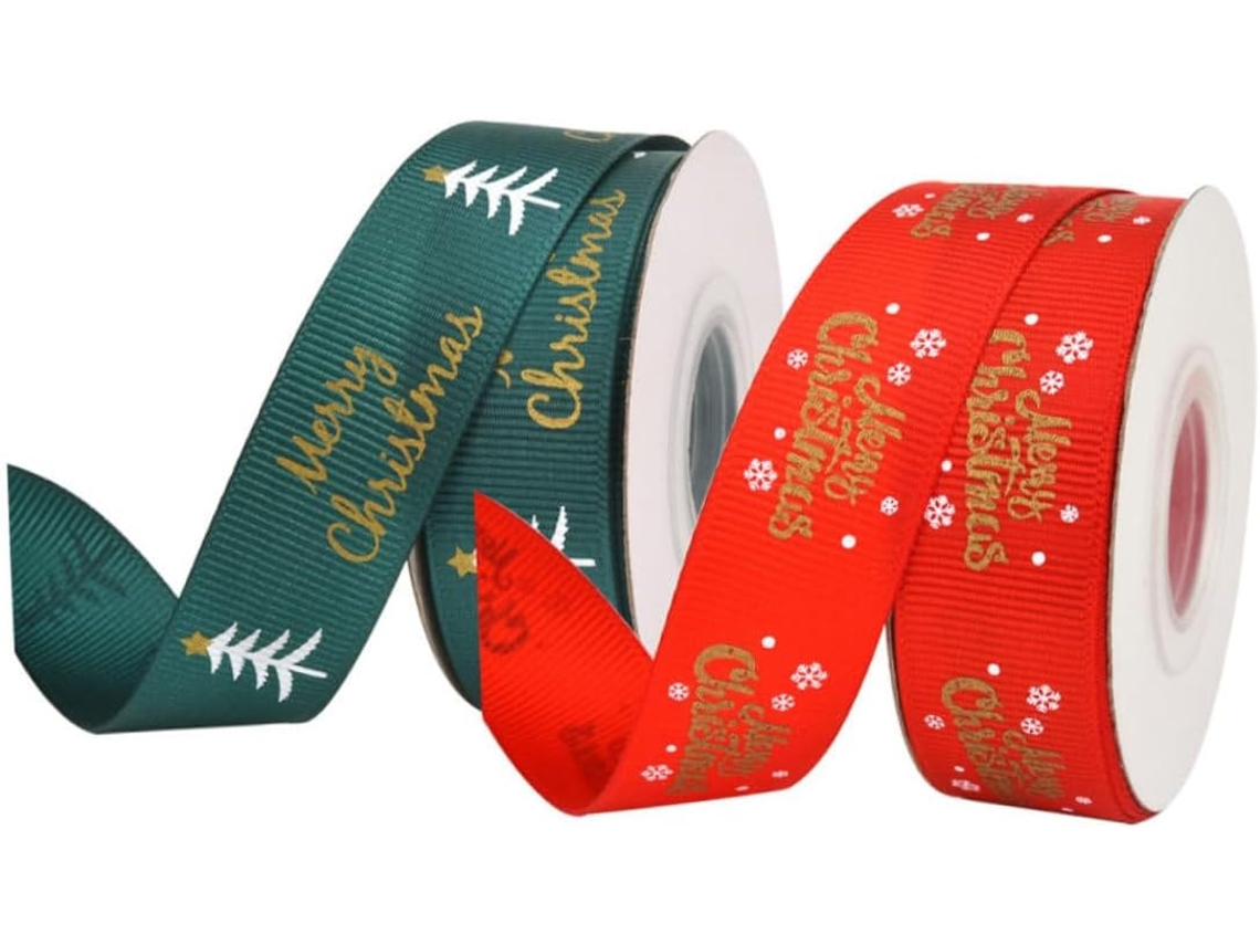 2 cintas decorativas navideñas, copo de nieve/árbol. Slowmoose