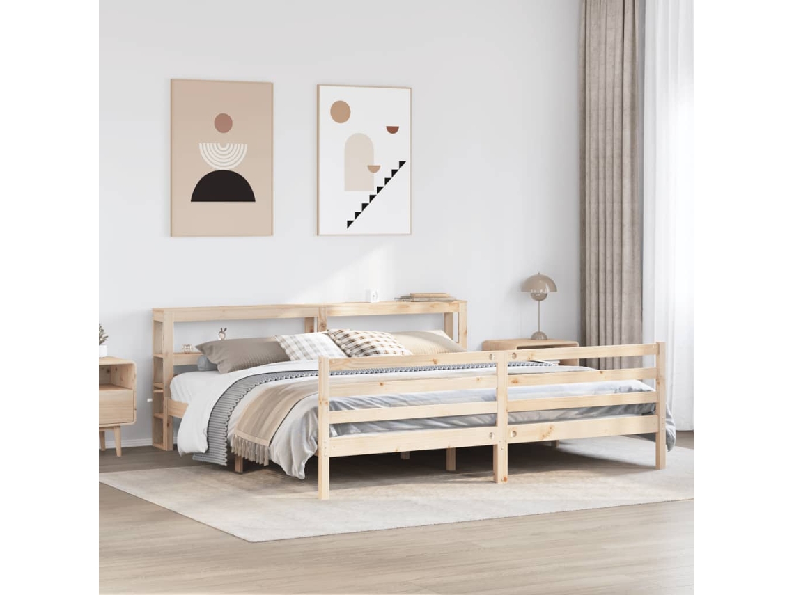 Cama De Matrimonio | Cama Para Adultos | Estructura De Cama Sin Colchón Madera Maciza De Pino 180x200 Cm