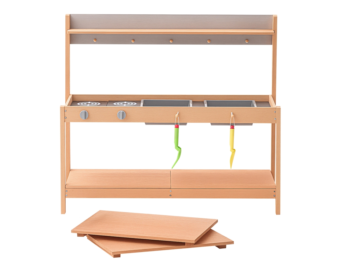 Juego de cocina infantil de madera y barro Succebuy, 100 cm, para exterior
