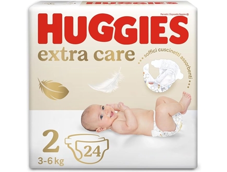 HUGGIES Extra Care T2 Pañales 3-6kg Paquete de 24 Unidades