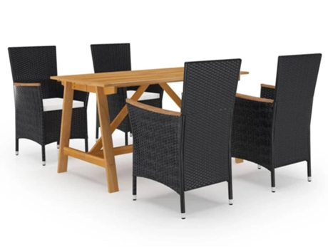 Conjunto 5 de comedor de jardín de VIDAXL negro
