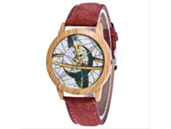 Reloj De Pulsera De Cuarzo Informal Con Correa De Cuero Para Hombre Y Mujer - Marrón