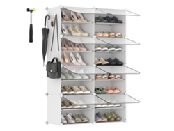 Zapatero Modular 8 Compartimentos Con Puertas Entrada Plástico 94x124x32 Cm - Blanco