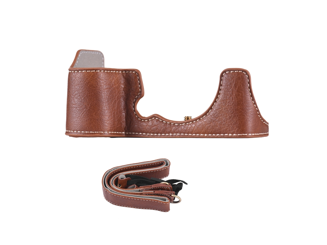 2026-carcasa Media De Cuero Pu Para Cámara Fuji Xs10, Case Protectora Con Grip