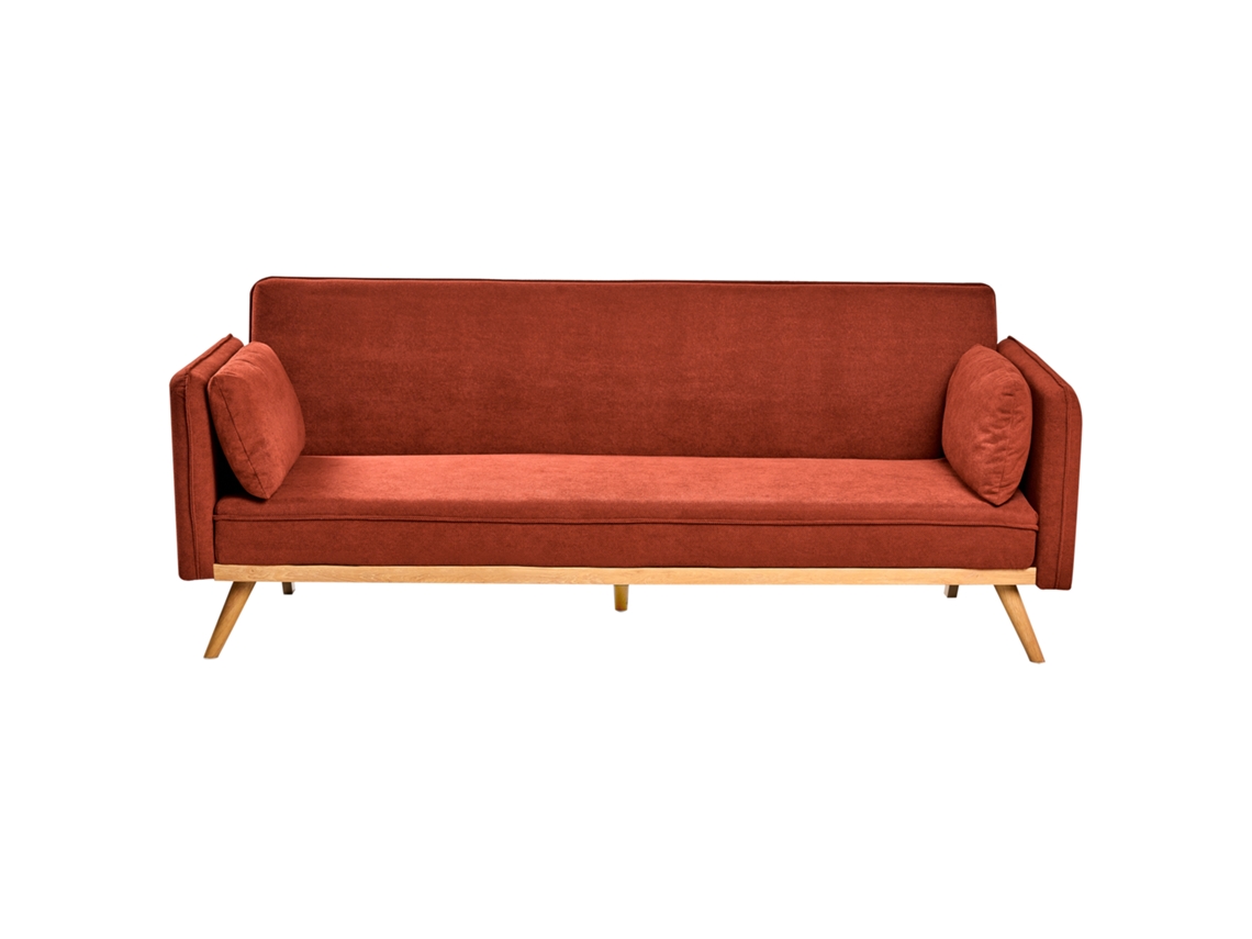 Sofá cama Beliani Wing de poliéster rojo 205x80x76