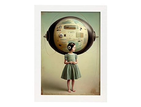 NACNIC Poster Radio En Estilo Surrealismo Cinematográfico Ilustraciones Y Grabados De Historieta Abstracta Y Artística A4 Marcos Blancos