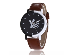 Reloj De Pulsera De Cuarzo Para Hombre/mujer Con Correa De Piel Sintética Marrón.