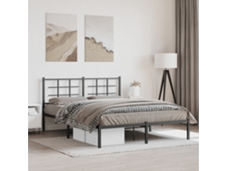 Estructura Cama Sin Colchón Con Cabecero Metal Negro 160x200 Cm