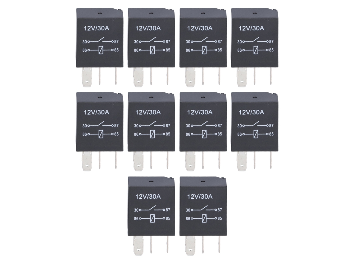 10 Relés Violetas De 12 V Y 30 A, Resistentes Al Agua, Para Faros Antiniebla Y Aire Acondicionado De Coche, 4 Pines.