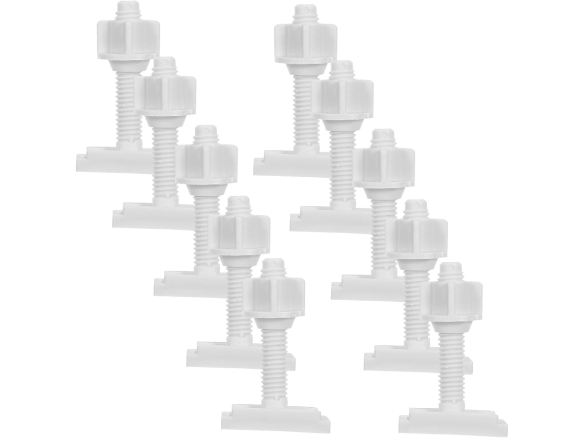 Juego de 10 tornillos para asiento de inodoro, tornillos de fijación de plástico reforzado, accesorio Gokoco