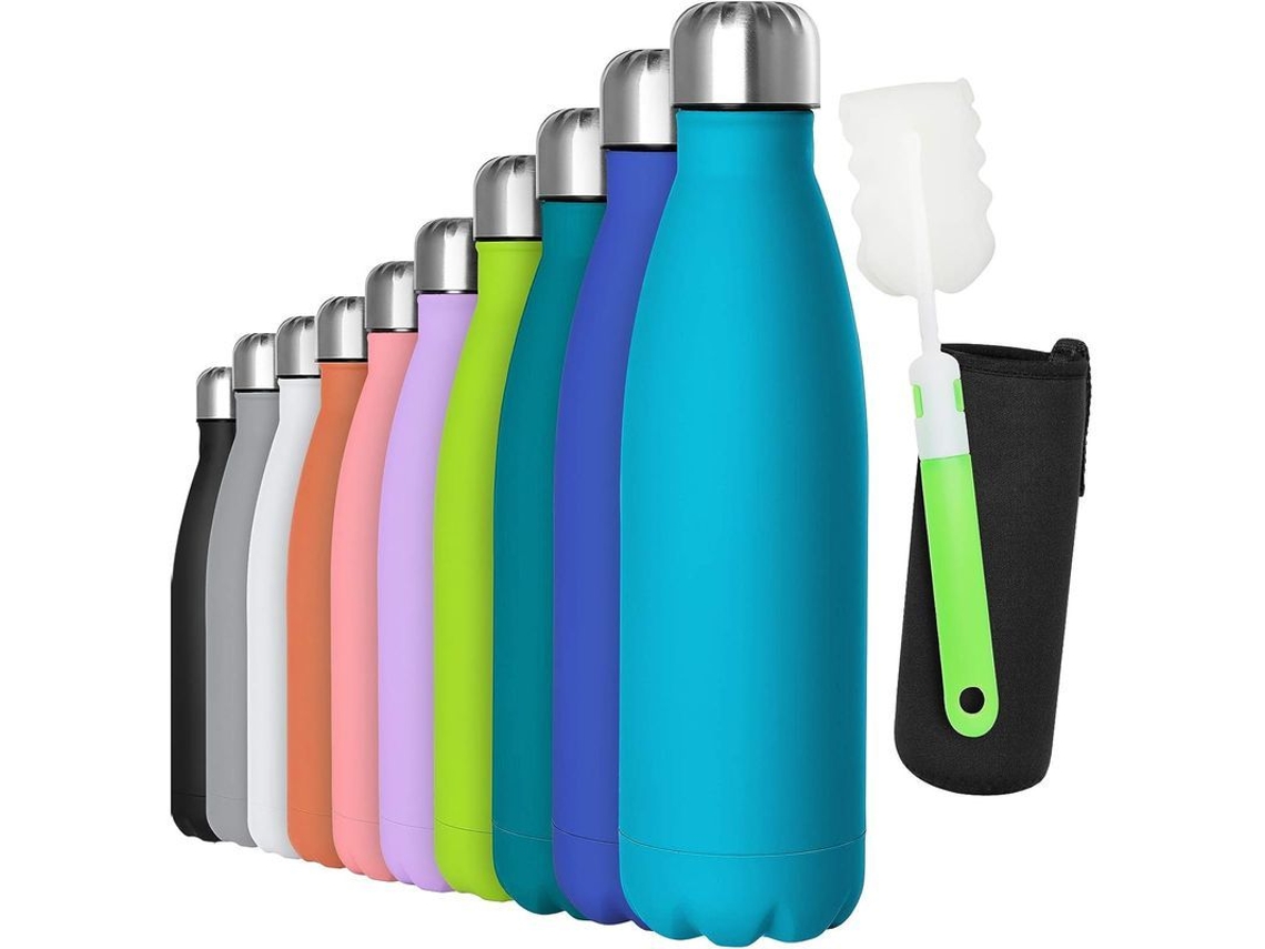 2026da-botella De Agua De Acero Inoxidable Linjou 500ml, Doble Pared, Aislada Al Vacío, Anti-fugas, Azul