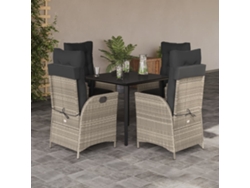 Juego de comedor de jardín de 5 piezas DKD Home Decor con cojines gris claro