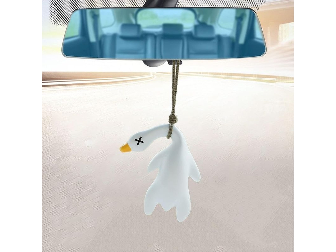 2026-colgante Para Espejo De Coche Con Pato De Cuello Torcido Creativo Accesorio Decorativo De Resina
