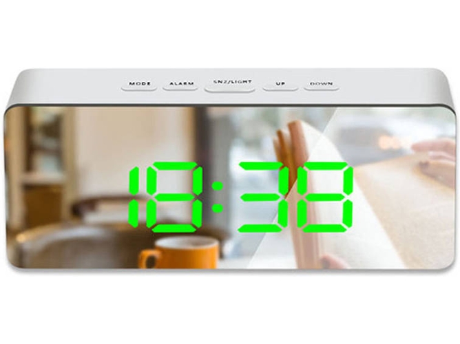 Reloj Despertador RITTEREC Espejo LED Verde