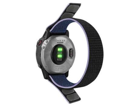 Correa de nailon 26mm ajustable con cinta mágica para Garmin Tactix 7 Pro/Fenix 7X/6X Pro - azul medianoche