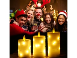 Rebe-3pcs Velas Sin Llama Parpadeantes Con Kit De Luces De Cadena Retorcida, Controlador, 5 Niveles De Brillo Y Temporizador 2h-8h