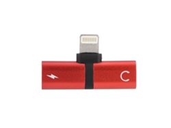 Adaptador Divisor De Cable De Audio De Carga Lightning 2 En 1 Para Iphone 7 8 X Rojo