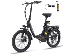 Bicicleta eléctrica Sinohon C20 de 250 W, 18 Ah, 25 km/h, 20 pulgadas, para mujer y hombre, 7 velocidades, sensor de par, color negro