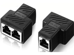 2 Adaptadores Divisor Ethernet Rj45 Black Compatible Cat5 Cat6 Cat7 Dos Puertos Simultáneos