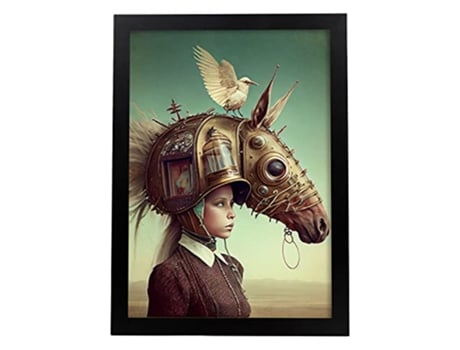 NACNIC Poster Cabeza De Caballo En Estilo Surrealismo Cinematográfico Ilustraciones Y Grabados De Historieta Abstracta Y Artística A3 Marcos Negros