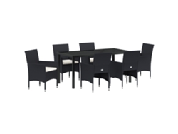 Conjunto de comedor de jardín Vidaxl de 7 piezas en mimbre negro
