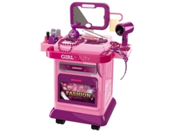 Tocador de juguete con carrito | Kit de belleza infantil con espejo y accesorios | LPM (31 piezas)