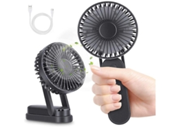 Mini ventilador portátil USB para exteriores, 3 velocidades, recargable, 6000 mAh, plegable, para escritorio y viajes, color negro Gusshious