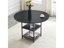 Mesa Redonda De 107 Cm, 2 Niveles, Mdf, Metal Negro, 2-4 Personas.