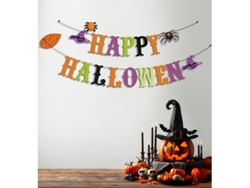 Guirnalda de Happy Halloween araña y bruja de 3 m