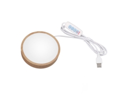 Base Redonda De Madera Iluminada, Alimentada Por Usb, Con 3 Temperaturas Color Y 10 Niveles Brillo